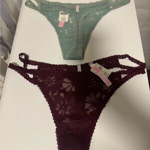 PINK Victoria's Secret Lace Panties Green and Red